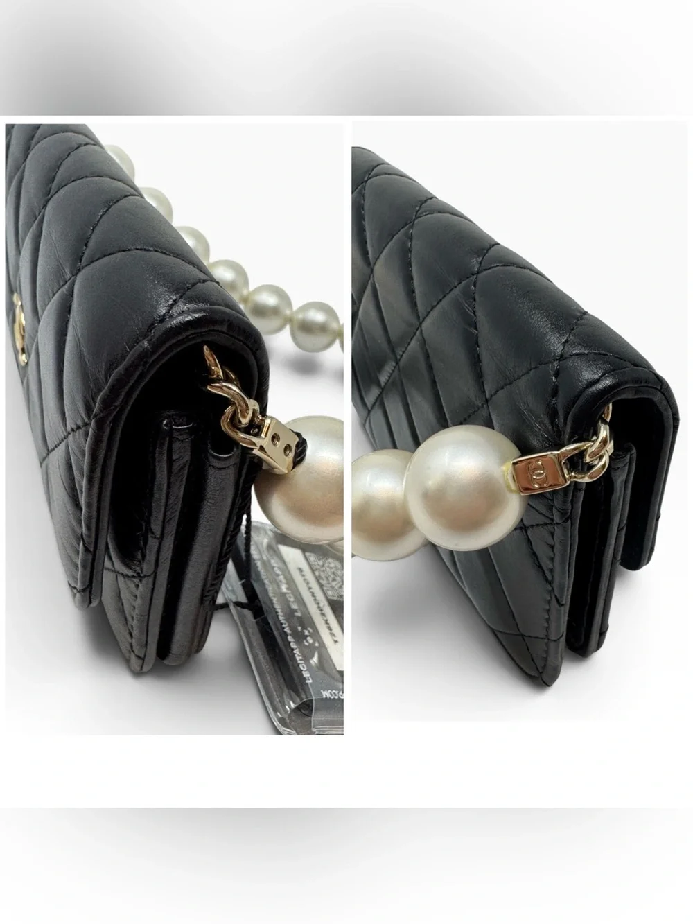 ✨🛍️ Chanel Black Quilted Lambskin Maxi Pearls Mini Crossbody